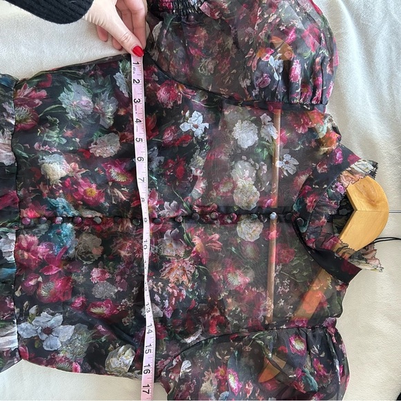 Alice + Olivia Sheer Floral Mini Dress - Black and Pink - Picture 10 of 12